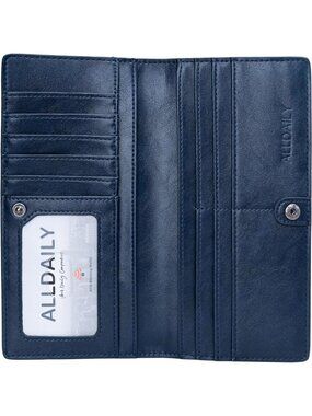 Ultra Slim RFID Blocking Women's Wallet, Bifold Credit Card Holder, Dark Blue
